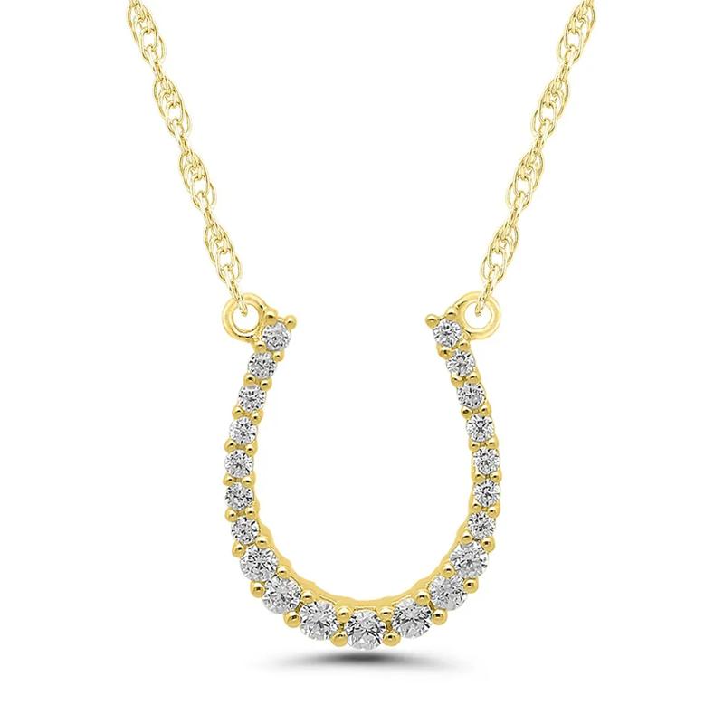 1/10 ct. tw. Diamond Horseshoe Necklace in 10K Yellow Gold – Image 1 of 3