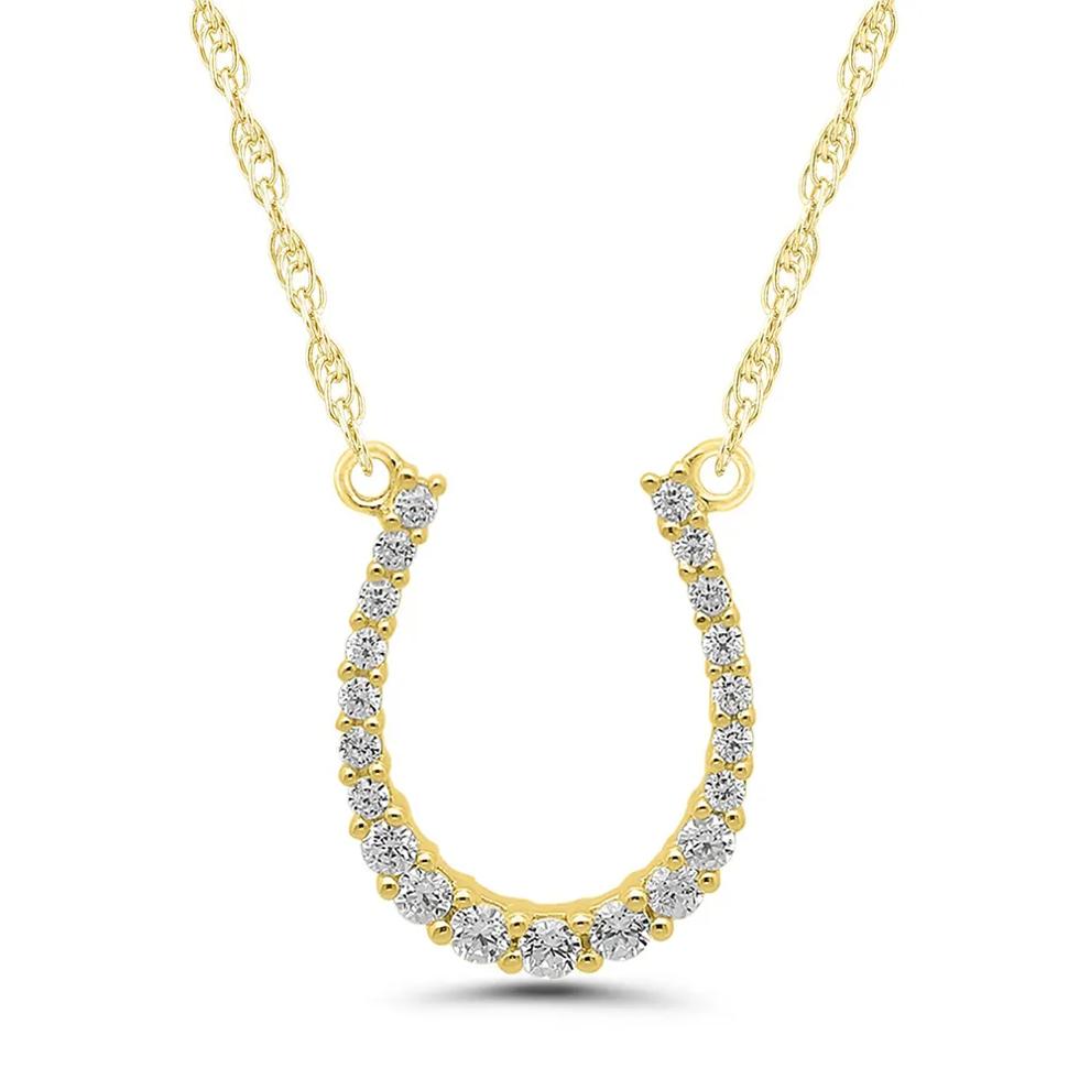 1/10 ct. tw. Diamond Horseshoe Necklace in 10K Yellow Gold – Image 1 of 3
