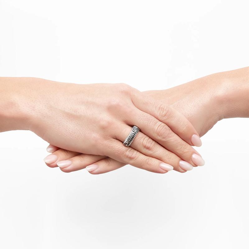 Polished Ribbed Ring in Sterling Silver – Image 4 of 4