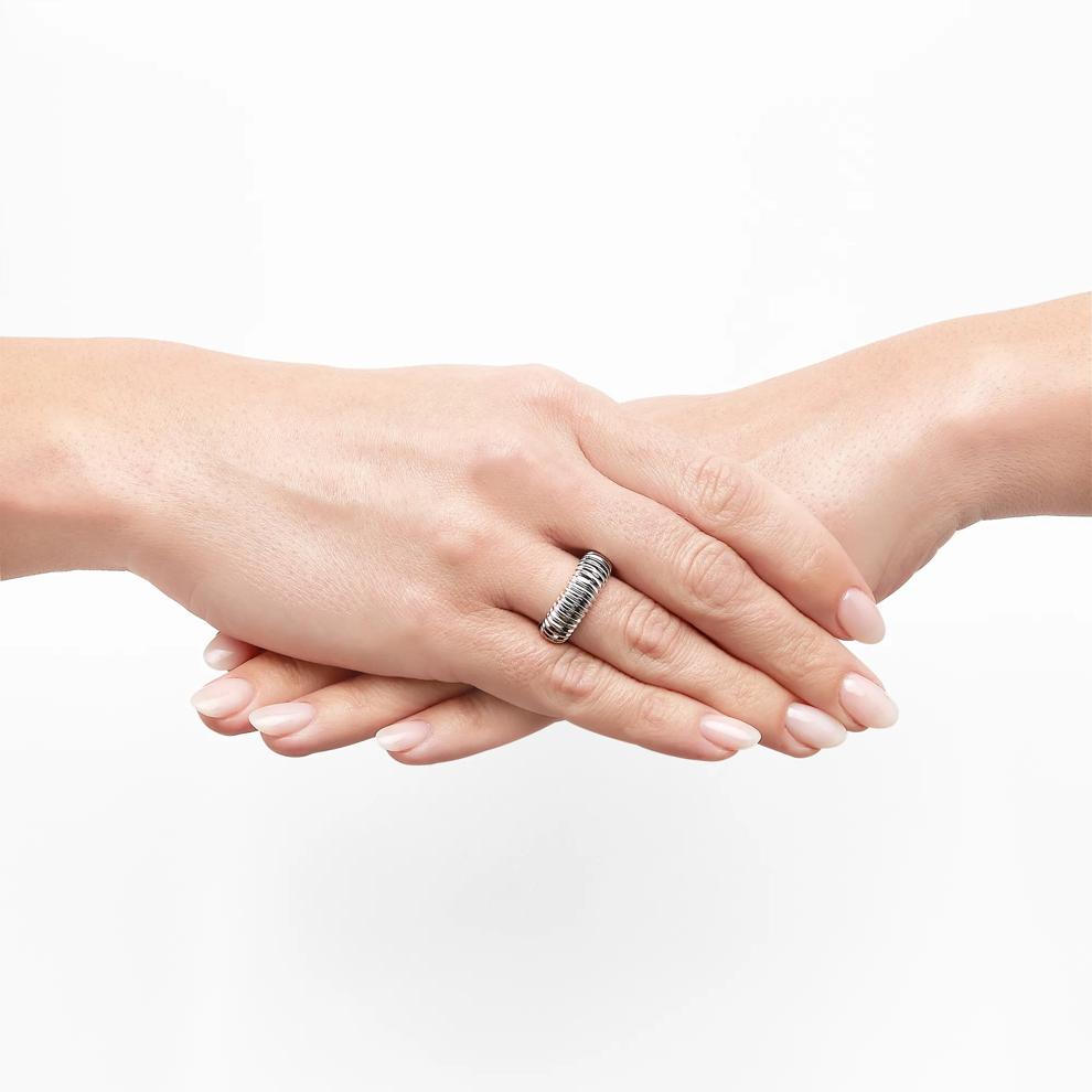 Polished Ribbed Ring in Sterling Silver – Image 4 of 4