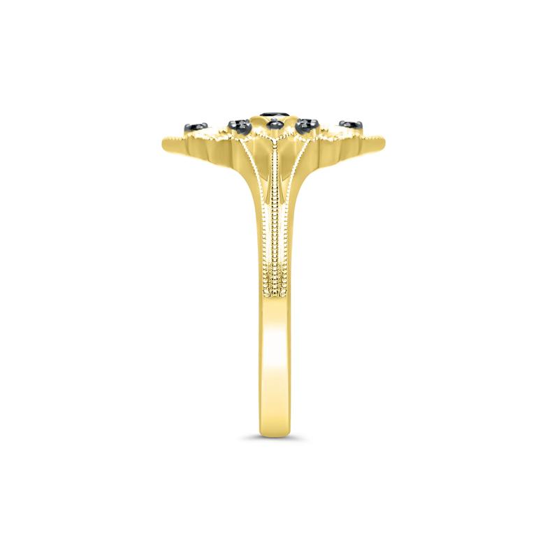 Vintage-Style Milgrain Black Diamond Ring in 10K Yellow Gold &#40;1/8 ct. tw.&#41; – Image 3 of 3