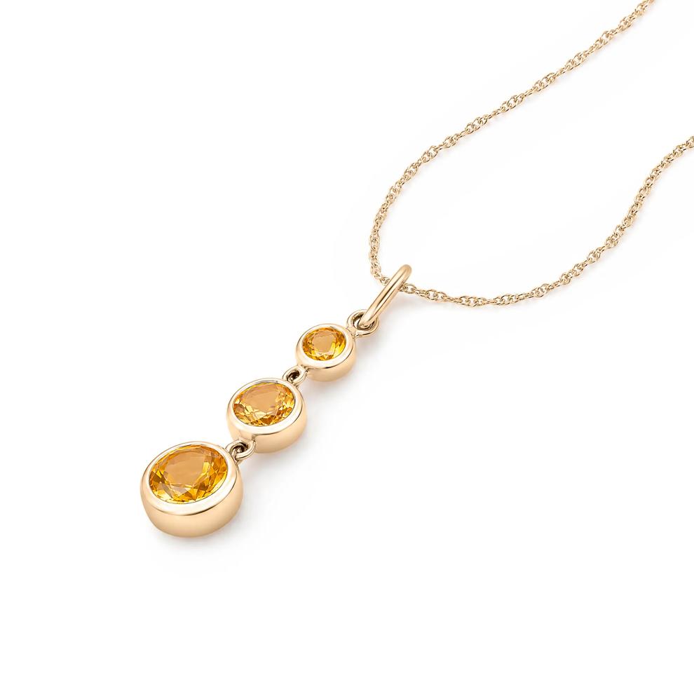 Citrine Graduated Drop Pendant Necklace in 10K Yellow Gold – Image 4 of 4