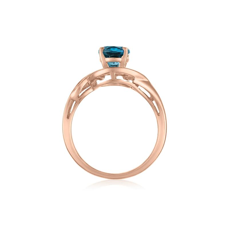 Blue Topaz and Diamond Halo Ring in 14K Rose Gold &#40;1/4 ct. tw.&#41; – Image 2 of 3