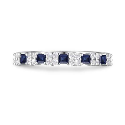Blue Sapphire & Diamond Ring in 10K White Gold (1/4 ct. tw.)