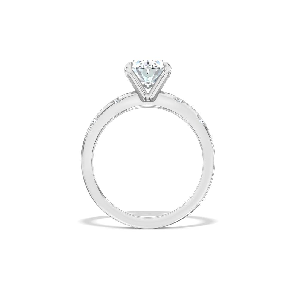 Lab Grown Diamond Oval Center Burnished Shank Engagement Ring in 14K White Gold (2 ct. tw.) – Image 2 of 4