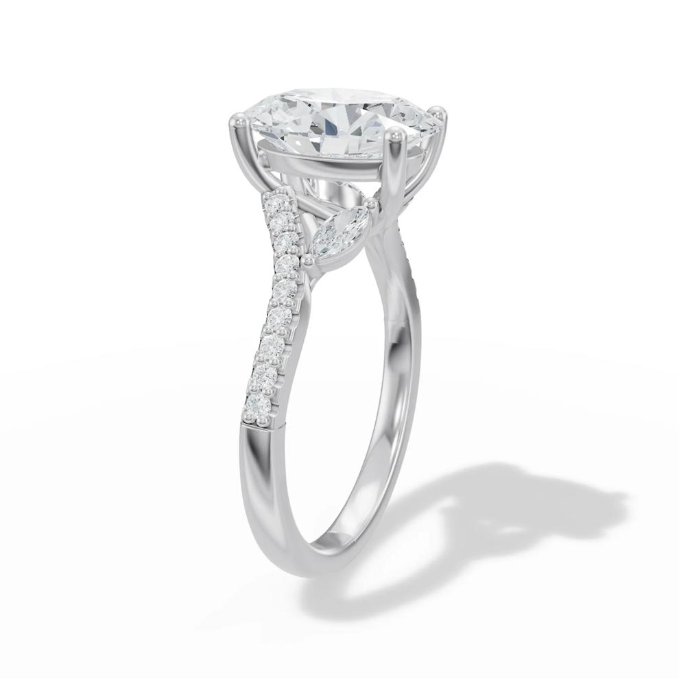 Lab Grown Diamond Oval Center Engagement Ring in 14K White Gold (3 1/3 ct. tw.) – Image 3 of 4