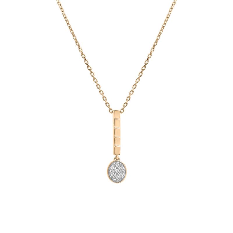 Diamond Oval Cluster Ribbed Drop Pendant in Vermeil &#40;1/10 ct. tw.&#41; – Image 1 of 6