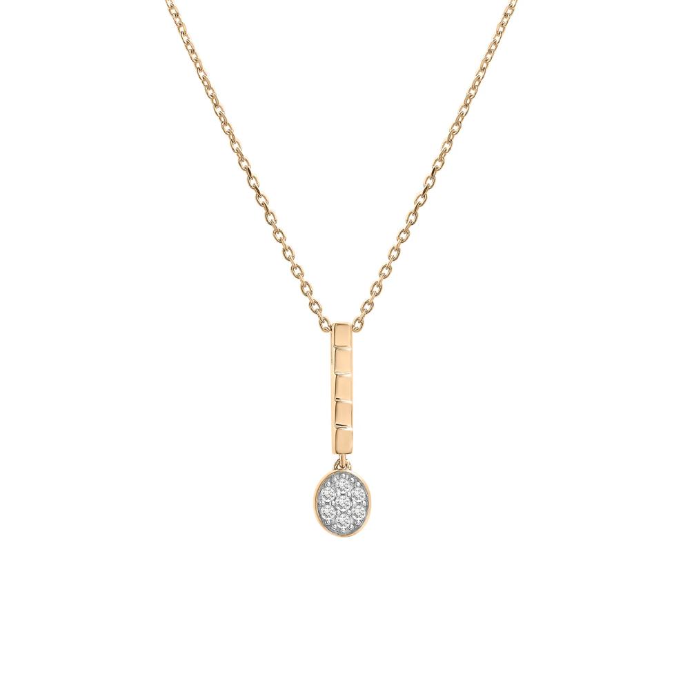Diamond Oval Cluster Ribbed Drop Pendant in Vermeil (1/10 ct. tw.) – Image 1 of 6