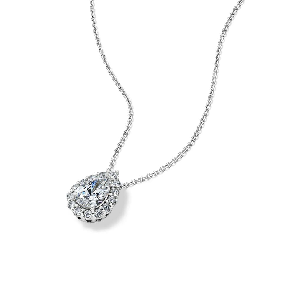 Lab Grown Diamond Pear-Shaped Halo Pendant in 10K White Gold (2 ct. tw.) – Image 4 of 4