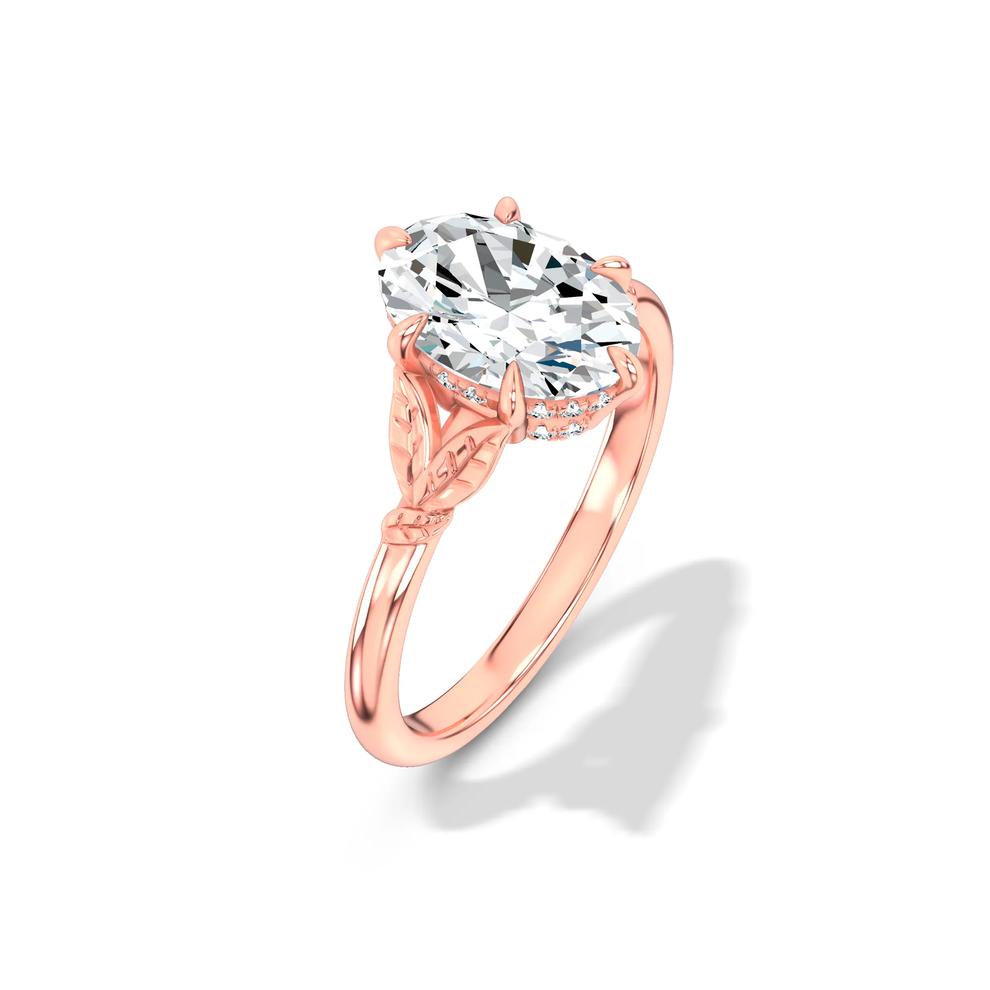 Lab Grown Diamond Etched Leaf Shank Engagement Ring in 14K Rose Gold (2 ct. tw.) – Image 4 of 4