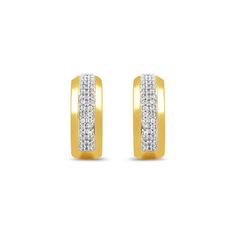 Diamond Two-Row Hoop Earrings in 10K Yellow Gold (1/7 ct. tw.) – Image 2 of 2