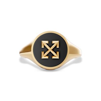 Men's Black Onyx Arrow Design Ring in 18K Gold Vermeil