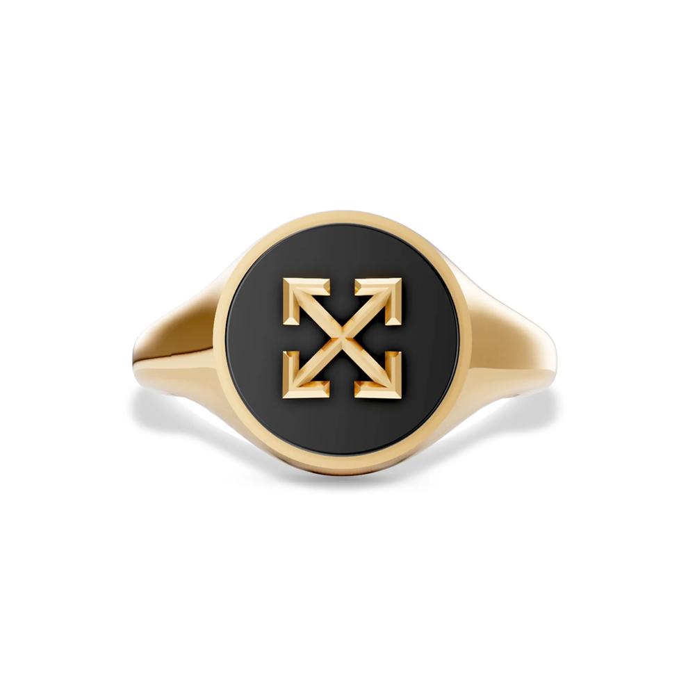Men's Black Onyx Arrow Design Ring in 18K Gold Vermeil – Image 1 of 4