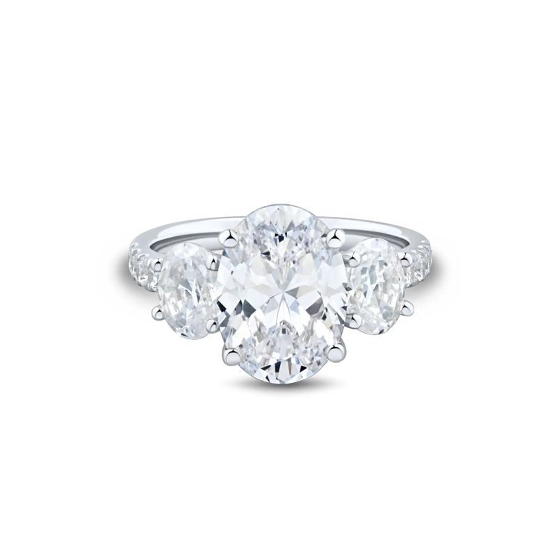 Lab Grown Diamond Three-Stone Engagement Ring in 14K White Gold &#40;4 1/4 ct. tw.&#41; – Image 1 of 3