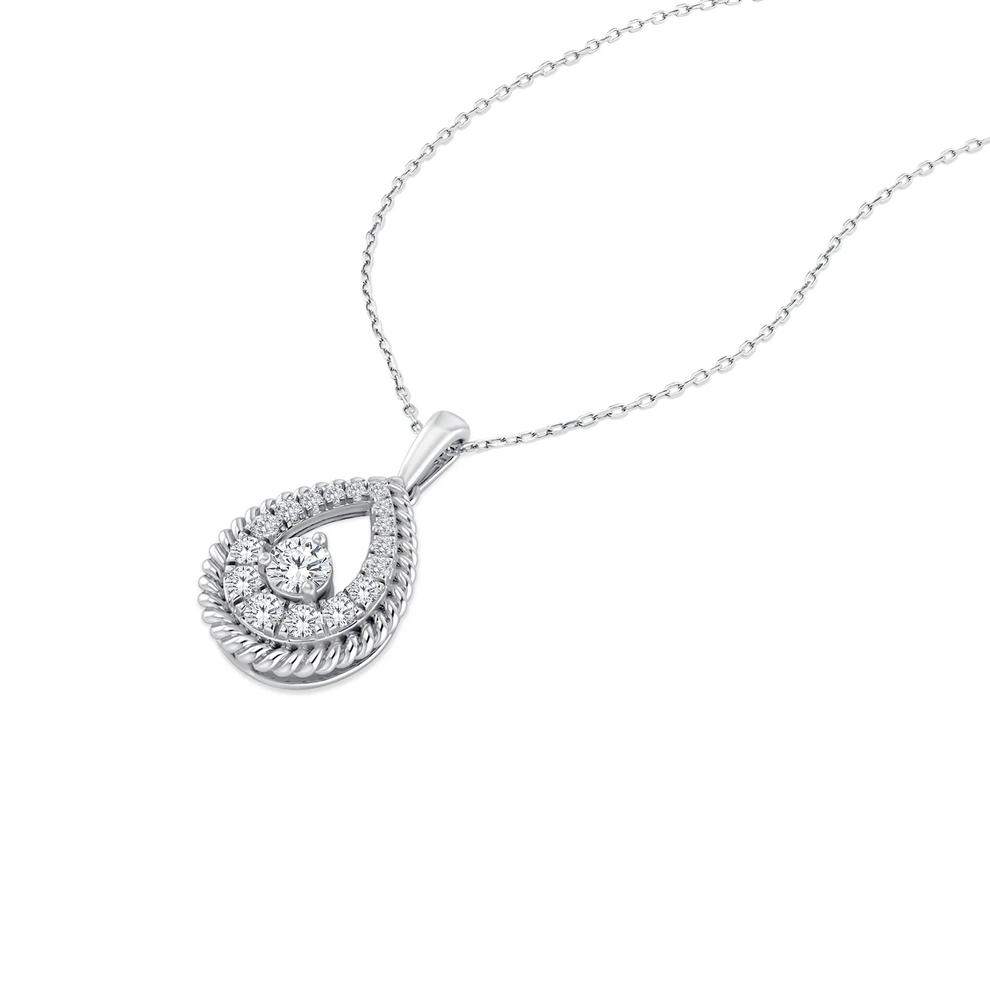 Diamond Teardrop Pendant in 10K White Gold (1/2 ct. tw.) – Image 4 of 4