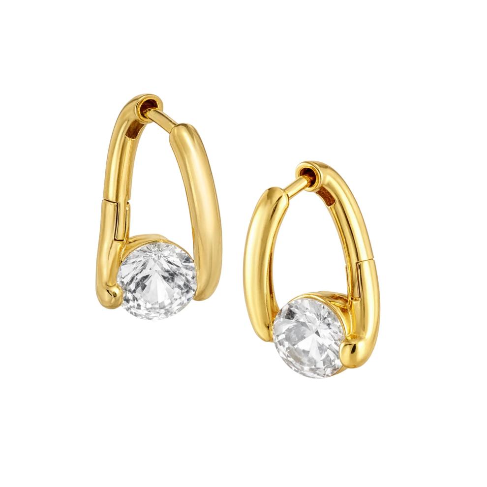 Lab-Created White Sapphire Twist Hoop Earrings in Vermeil – Image 1 of 2