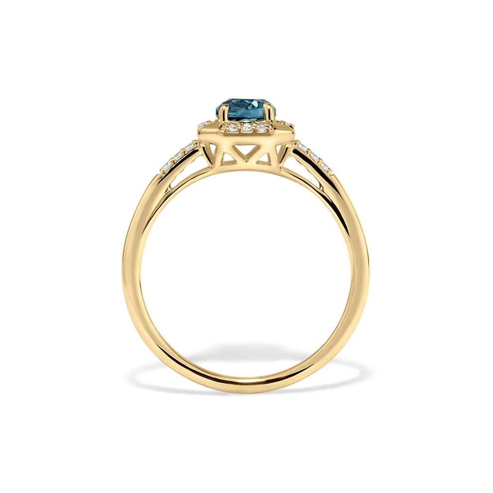 Montana Blue Sapphire &amp; Diamond Ring in 10K Yellow Gold (1/10 ct. tw.) – Image 2 of 4