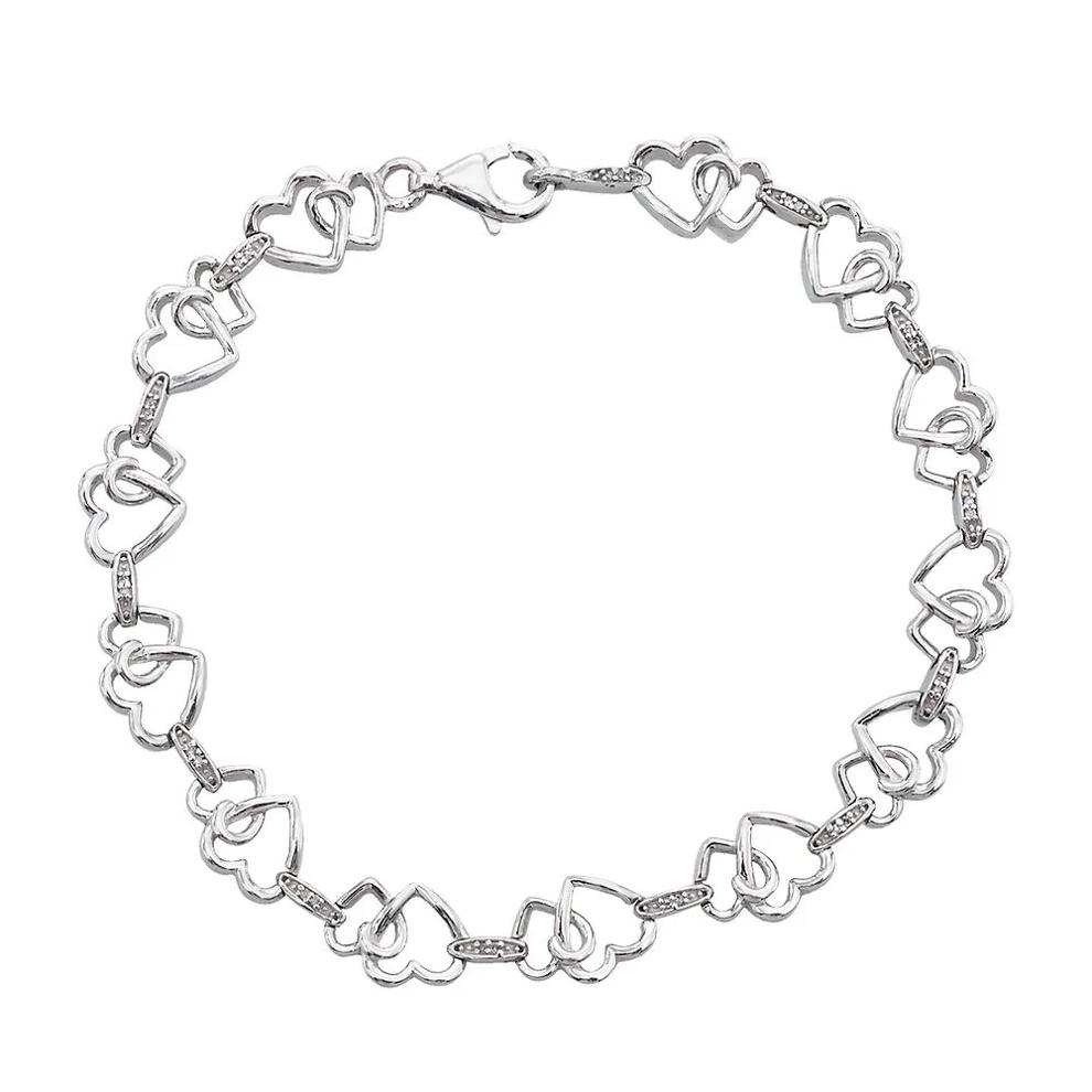 Diamond Heart Bracelet in Sterling Silver – Image 1 of 1
