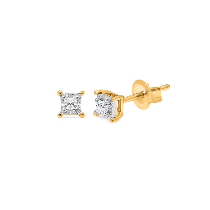 Princess-cut Diamond Solitaire Earring in 10K Yellow Gold &#40;1/10 ct. tw.&#41; – Image 1 of 2