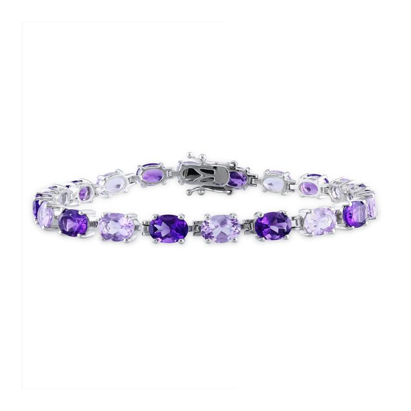 Purple Amethyst &amp; Pink Amethyst Bracelet in Sterling Silver  – Image 1 of 3