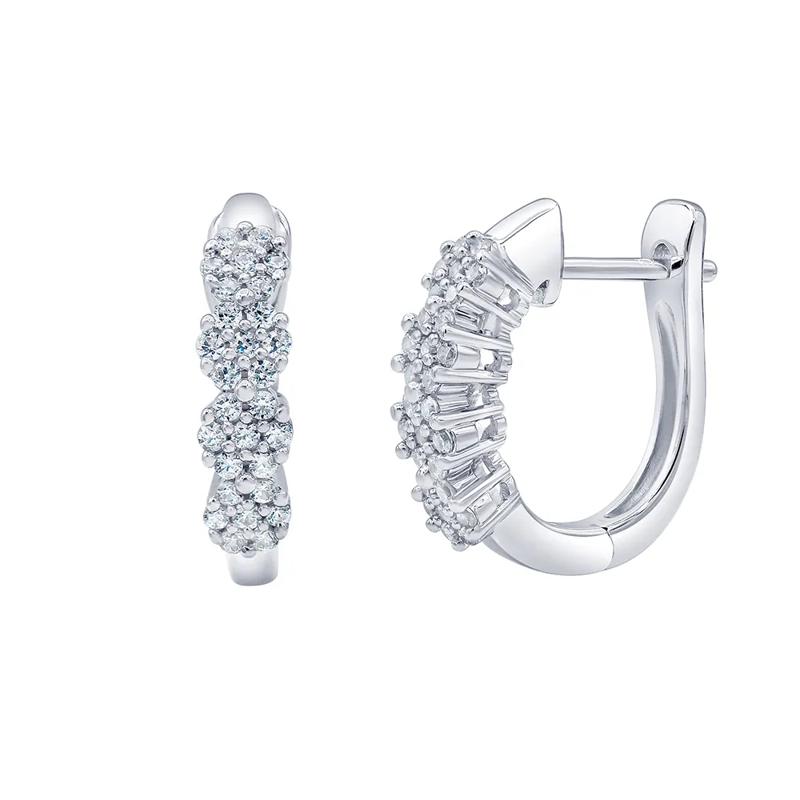 1/3 ct. tw. Diamond Hoop Earrings in 10K White Gold – Image 1 of 1