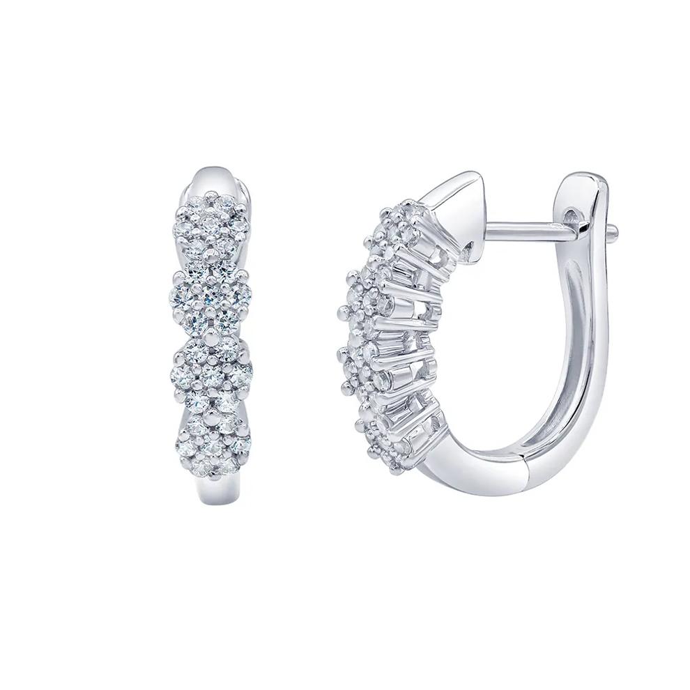 1/3 ct. tw. Diamond Hoop Earrings in 10K White Gold – Image 1 of 1