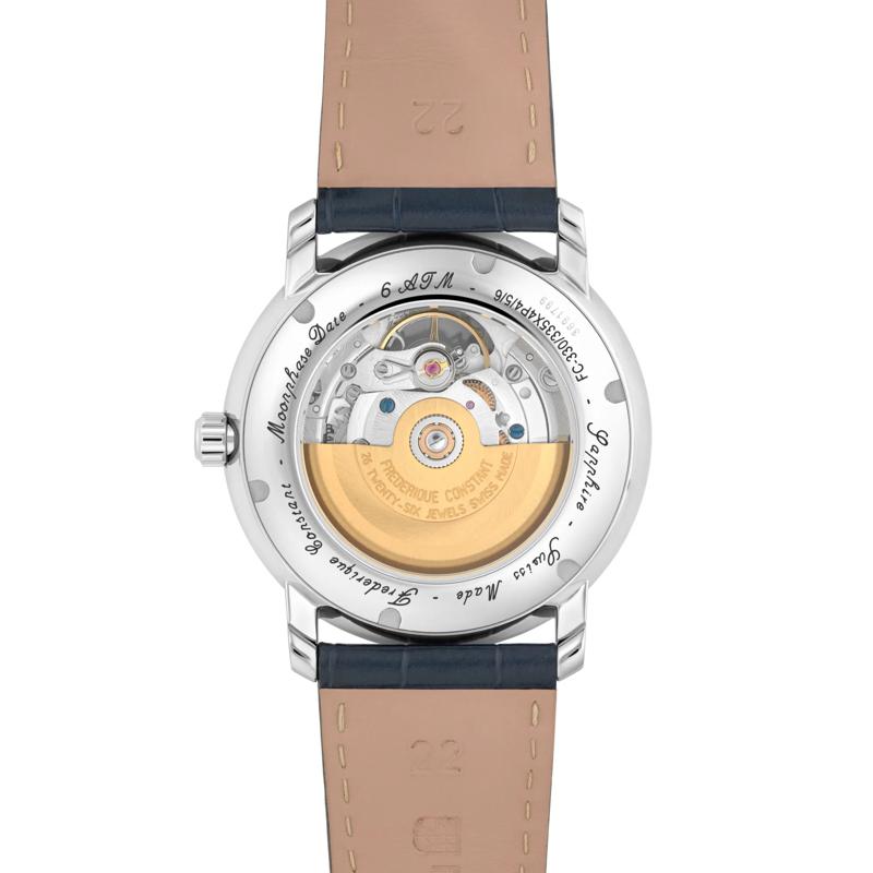 Men&#39;s Classics Heart Beat Moonphase Date Watch With Blue Leather Strap – Image 2 of 3