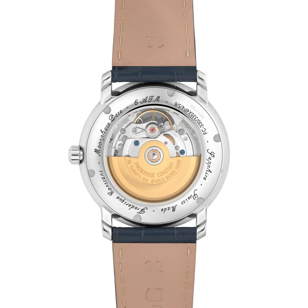 Men's Classics Heart Beat Moonphase Date Watch With Blue Leather Strap – Image 2 of 3