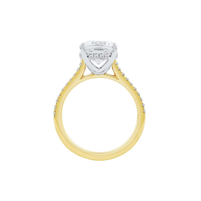 Lab Grown Diamond Cushion-Cut Engagement Ring in 14K Yellow and White Gold (5 1/3 ct. tw.) – Image 2 of 4