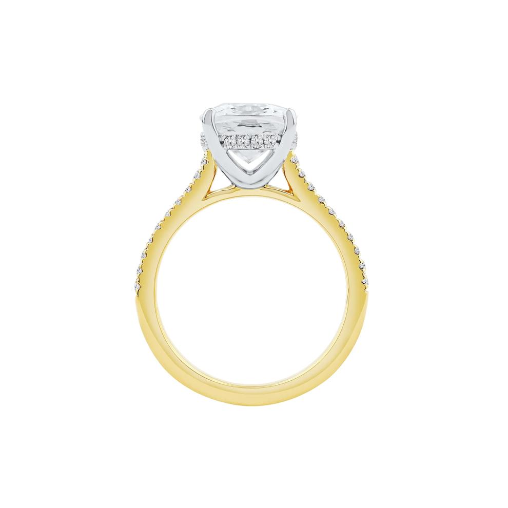 Lab Grown Diamond Cushion-Cut Engagement Ring in 14K Yellow and White Gold (5 1/3 ct. tw.) – Image 2 of 4