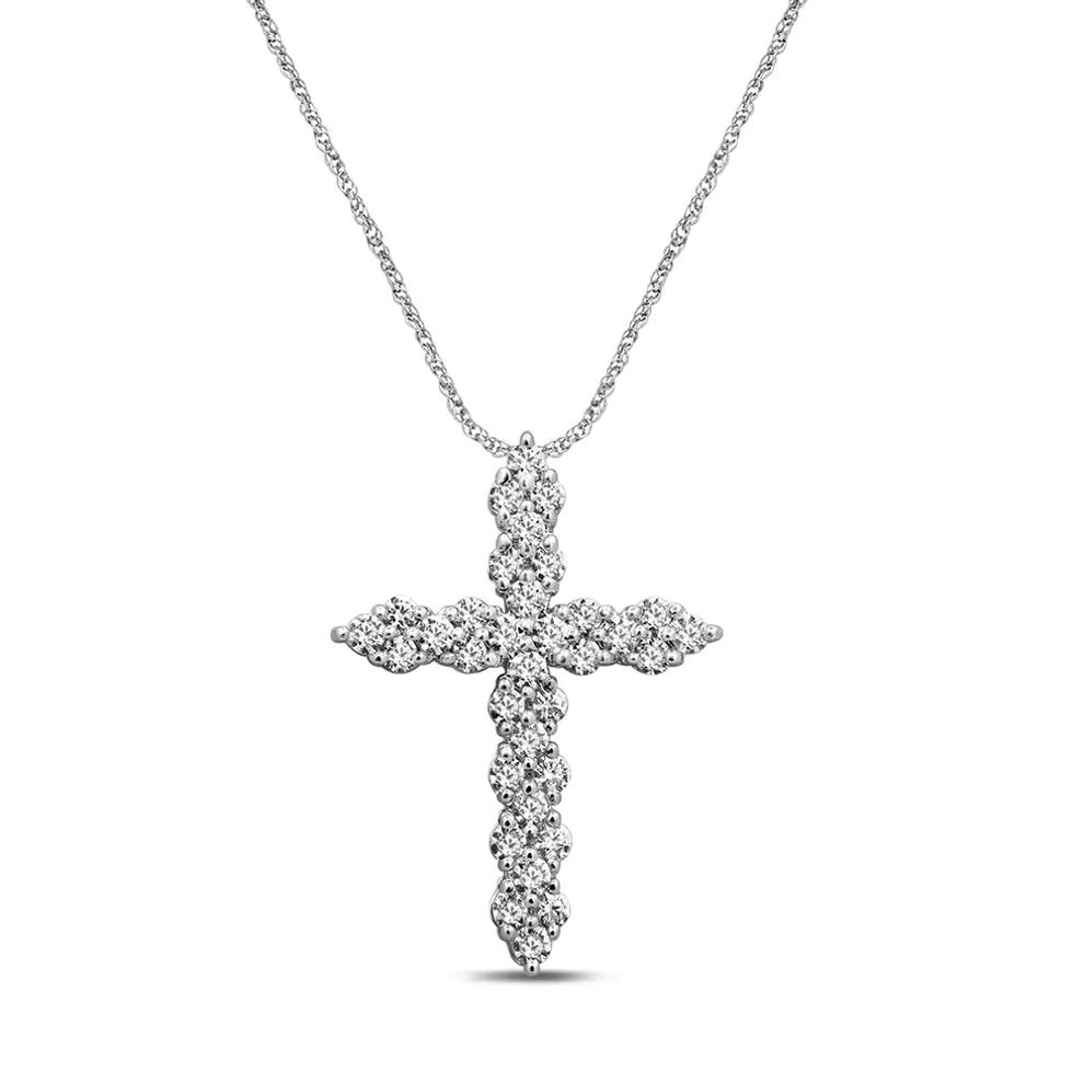 1/2 ct. tw. Diamond Gothic Cross Pendant in 10K White Gold – Image 1 of 2