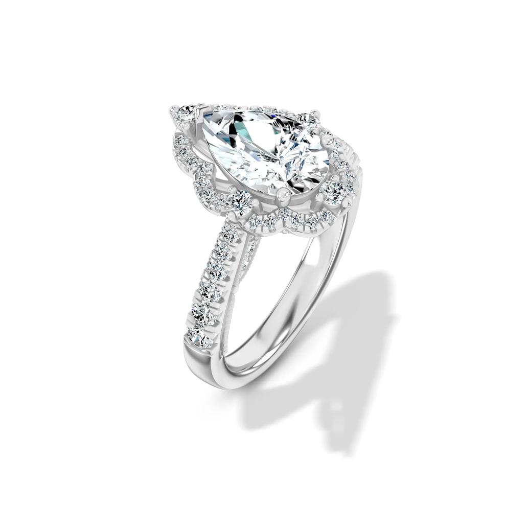 Lab Grown Diamond Pear-Shaped Halo Engagement Ring in 14K White Gold (2 5/8 ct. tw.) – Image 4 of 4