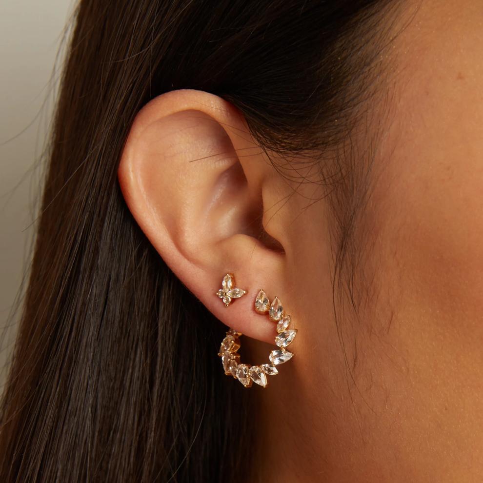 Lab-Created White Sapphire Wrap Hoops in Vermeil – Image 3 of 4