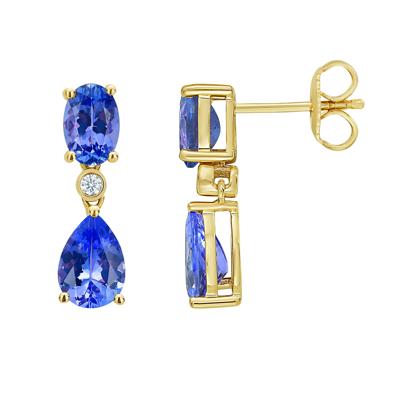 Tanzanite & Diamond Accent Drop Earrings in 14K Yellow Gold