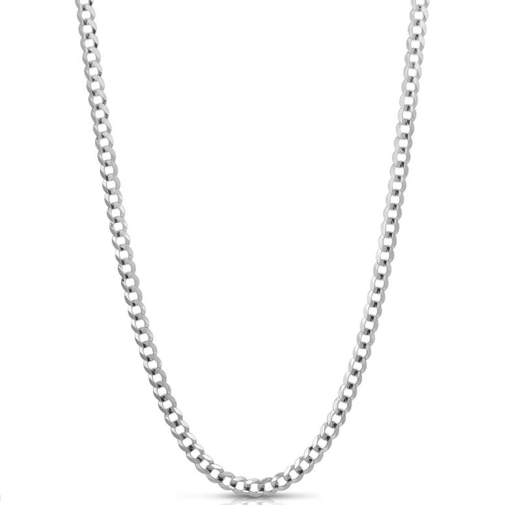 Solid Curb Chain in 14K White Gold, 3.6MM, 24&rdquo;  – Image 1 of 3