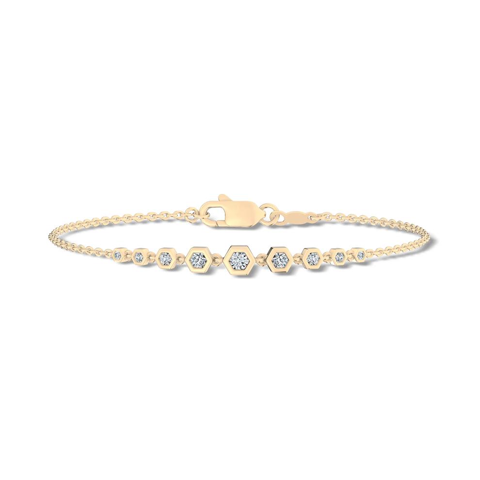 Diamond Graduated Hexagon Station Chain Bracelet in 10K Yellow Gold, 7" (3/8 ct. tw.) – Image 1 of 2