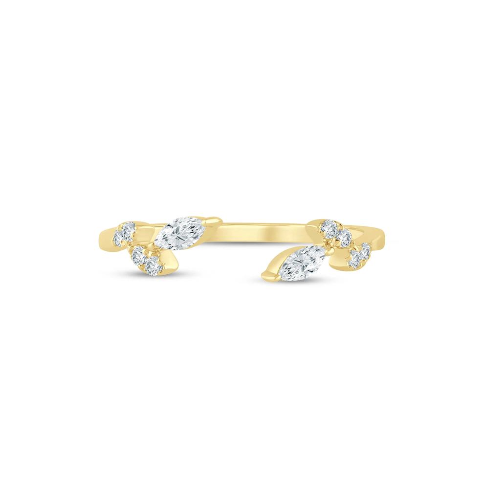 Lab Grown Diamond Floral Open Anniversary Band in 14K Yellow Gold (1/5 ct. tw.) – Image 1 of 3