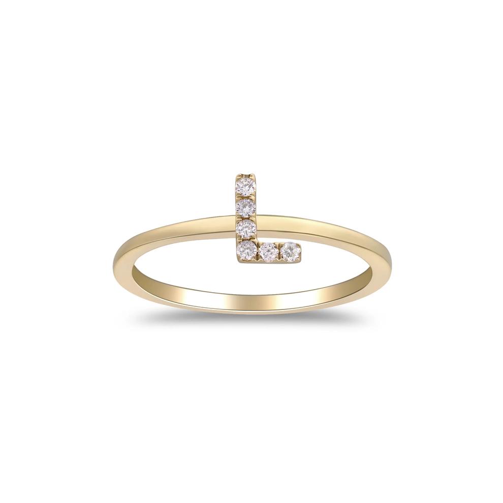 Diamond Accent "L" Initial Ring in 10K Yellow Gold – Image 1 of 5
