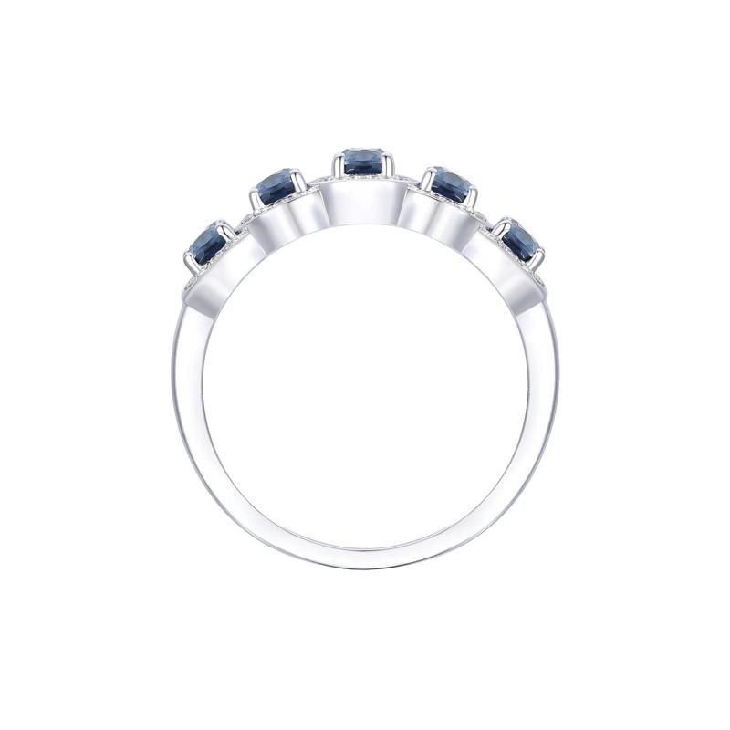 Blue Sapphire &amp; Diamond Ring in 14K White Gold &#40;1/4 ct. tw.&#41; – Image 2 of 3