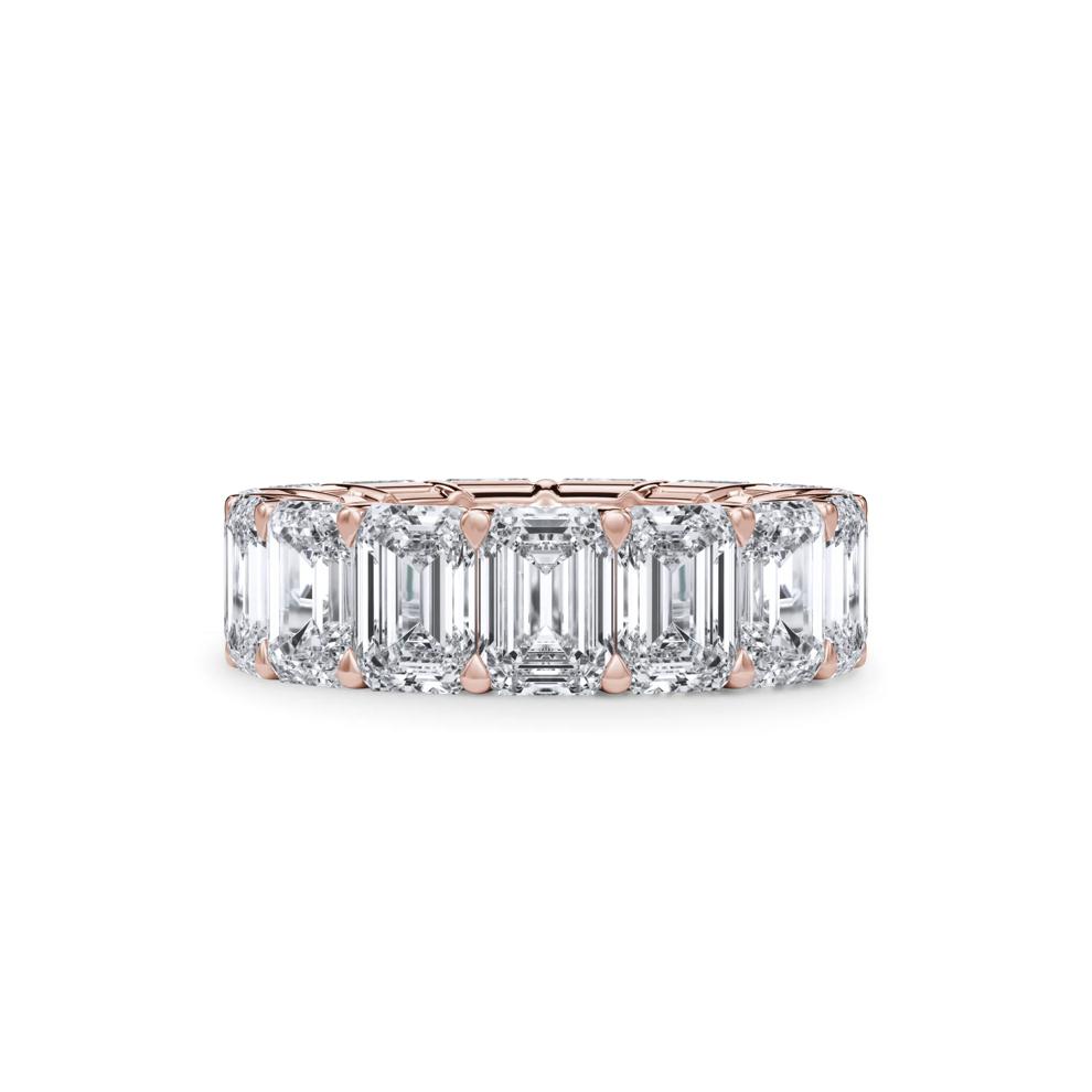 Lab Grown Diamond Emerald-Cut Eternity Band in 18K Rose Gold (15 ct. tw.) – Image 1 of 4