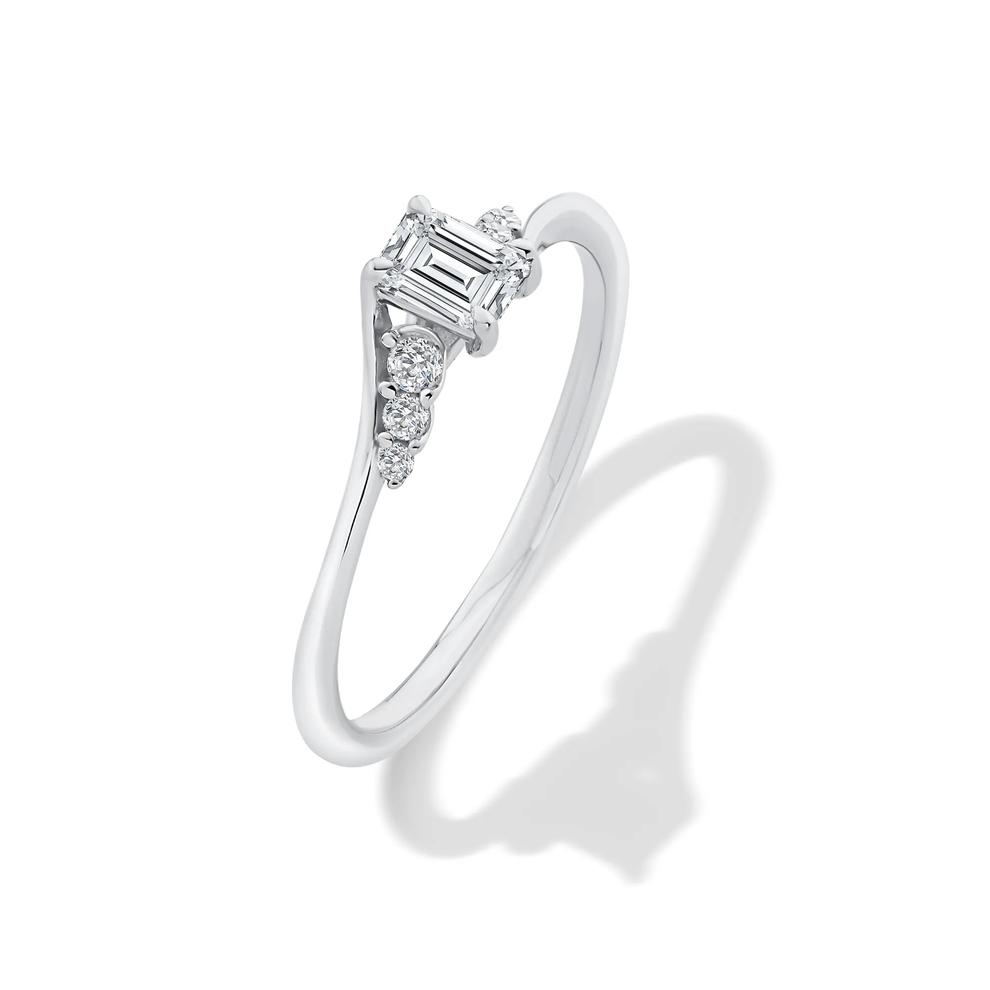 Lab Grown Diamond Emerald Center Promise Ring in 10K White Gold