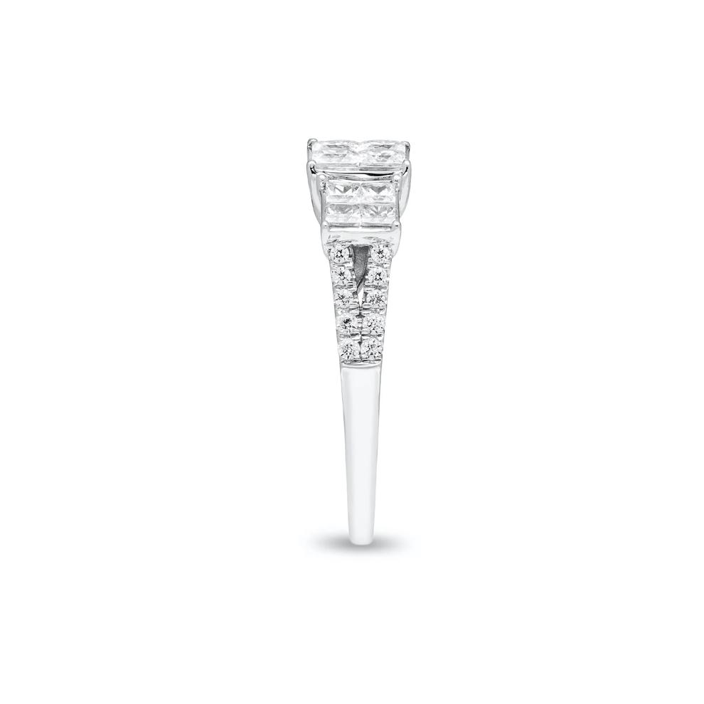 Diamond Three-Stone Princess-Cut Composite Engagement Ring in 14K White Gold (1 ct. tw.) – Image 3 of 4