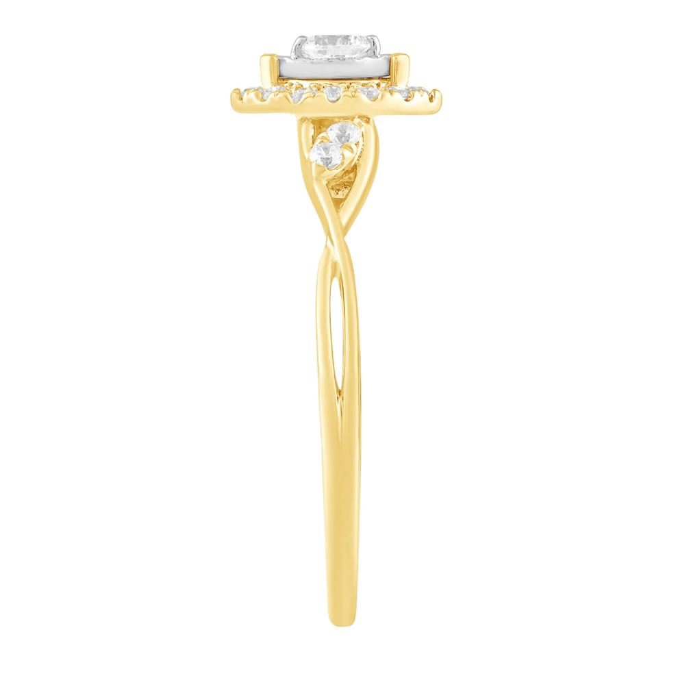 Diamond Marquise Halo Promise Ring in 10K Yellow &amp; White Gold (1/5 ct. tw.) – Image 3 of 3