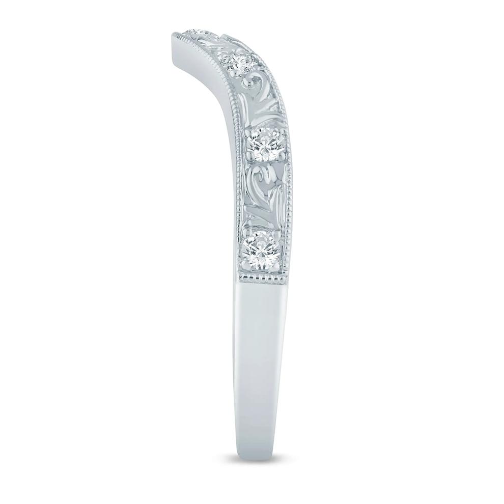 Lab Grown Diamond Engraved Contour Band in 14K White Gold (1/7 ct. tw.) – Image 3 of 3
