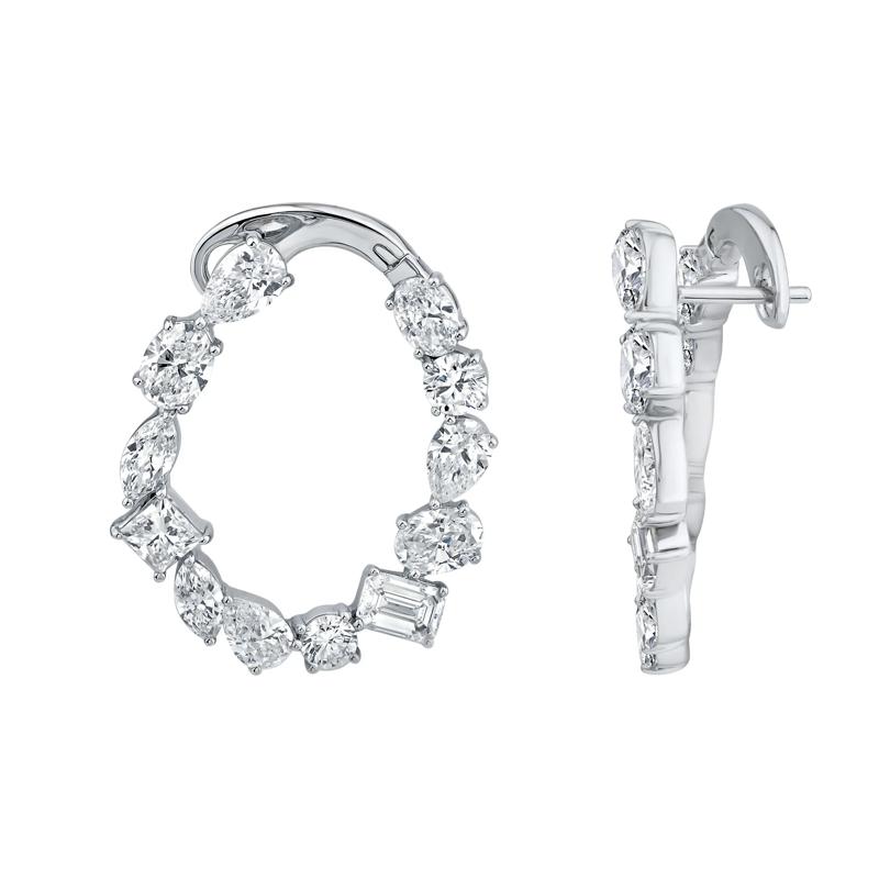 Lab Grown Diamond Mixed Cut Hoop Earrings in 14K White Gold &#40;6 ct. tw.&#41; – Image 2 of 2