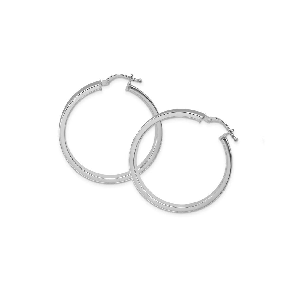 Square Tubing Hoop Earrings in 14K White Gold, 34x34mm – Image 2 of 3