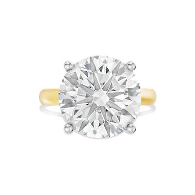 Lab Grown Diamond Round Solitaire Ring in 14K Yellow & White Gold (9 ct.)