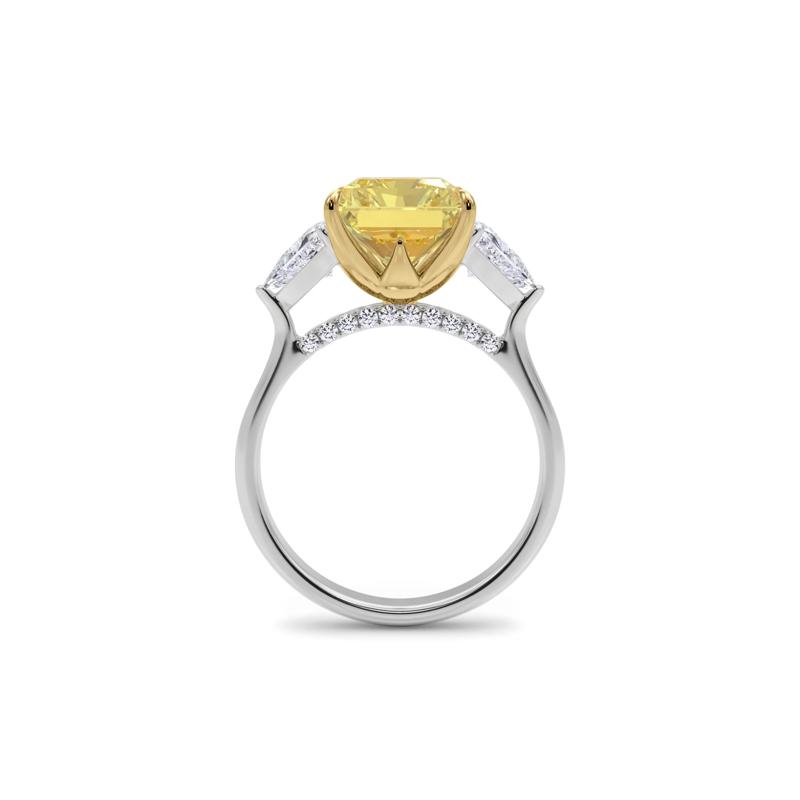 Lab Grown Diamond Fancy Yellow and White Engagement Ring in 18K Yellow and White Gold &#40;8 1/10 ct. tw.&#41; – Image 2 of 5