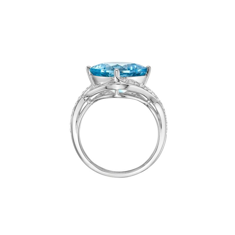 Cushion-Cut Aquamarine and Diamond Ring in 14K White Gold &#40;5/8 ct. tw.&#41; – Image 2 of 5