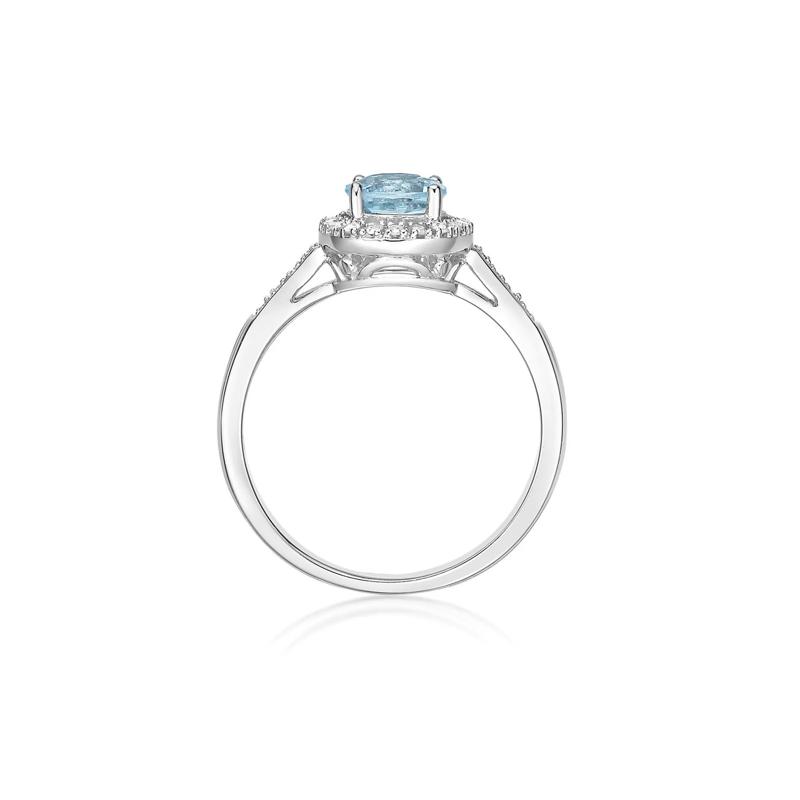 Aquamarine &amp; 1/8 ct. tw. Diamond Ring in Sterling Silver – Image 2 of 3